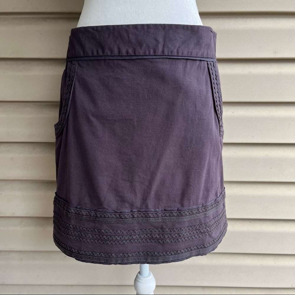 •Anthropologie Elevenses• Rick Rack Trim Mini Skirt with Pockets - Size 6